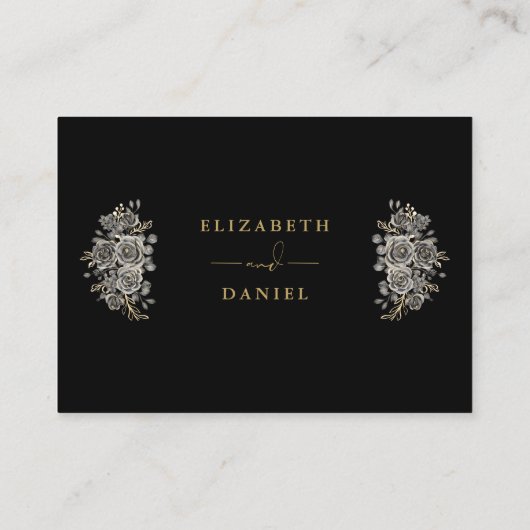 Zwart en Goud Gotische Bloemen Wishing Well Bruilo Informatiekaartje (Achterkant)