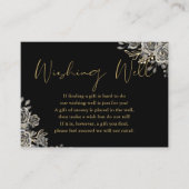 Zwart en Goud Gotische Bloemen Wishing Well Bruilo Informatiekaartje (Voorkant)