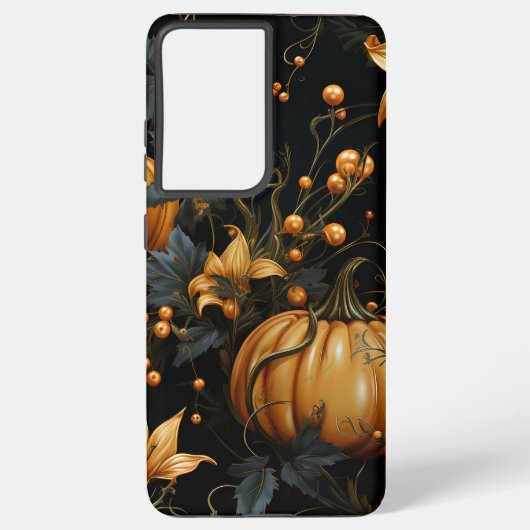 ZWART EN GOUD GOTISCHE HALLOWEEN POMPOENEN SAMSUNG GALAXY HOESJE (Achterkant)