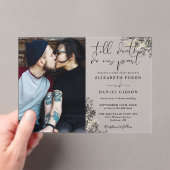 Zwart en Goud Gotische Rozen Bloemen Foto Bruiloft Acryl Uitnodigingen (Insitu (Draagbaar))