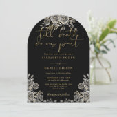 Zwart en Goud Gotische Rozen Bloemen Foto Bruiloft Kaart (Staand voorkant)