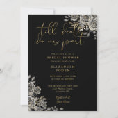 Zwart en Goud Gotische Rozen Bloemen Vrijgezellenf Kaart (Voorkant)