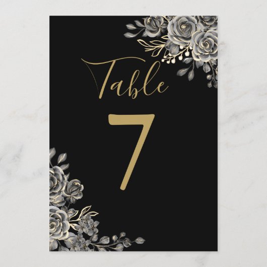Zwart en Goud Gotische Trouwtafel Nummer Kaart (Achterkant)