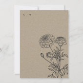 Zwart en goud goudsbloem bloemenschets bruiloft kaart (Achterkant)