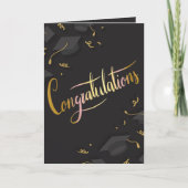 Zwart en Goud Graduation Cap Wenskaart Kaart (Voorkant)