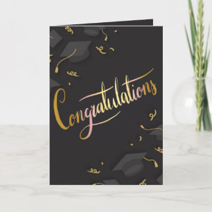 Zwart en Goud Graduation Cap Wenskaart Kaart
