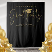 Zwart en Goud Graduation Party Foto achtergrond Wandkleed