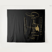 Zwart en Goud Graduation Party Foto achtergrond Wandkleed (Voorkant (horizontaal))