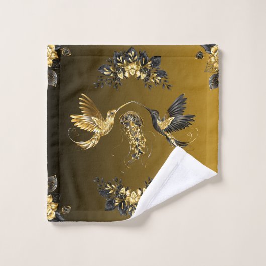 Zwart en Goud Grafische Kunst, Etherische Unison Bad Handdoek (Wasdoekje)