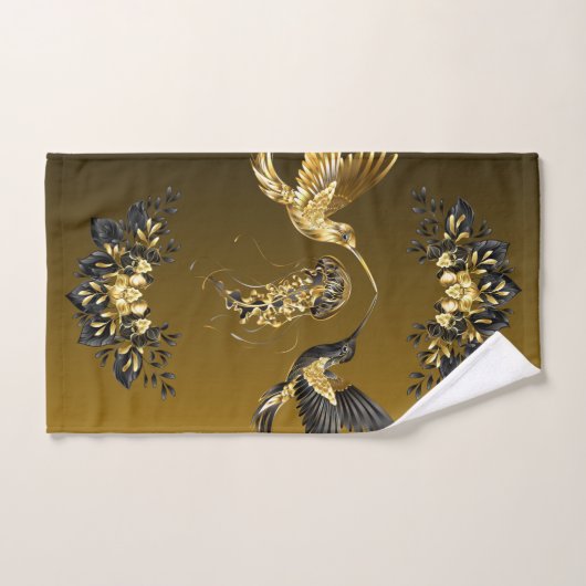Zwart en Goud Grafische Kunst, Etherische Unison Bad Handdoek (Handdoek)