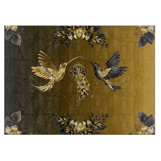 Zwart en goud grafische kunst, Lux Abstract Design Snijplank (Voorkant)