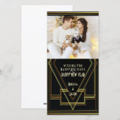 Zwart en goud Great Gatsby vakantiefoto Feestdagenkaart (Voorkant / Achterkant)