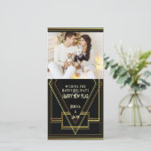 Zwart en goud Great Gatsby vakantiefoto Feestdagenkaart (Staand voorkant)