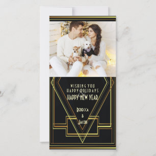 Zwart en goud Great Gatsby vakantiefoto Feestdagenkaart