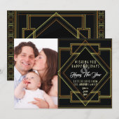 Zwart en goud Great Gatsby vakantiefoto Feestdagenkaart (Voorkant / Achterkant)