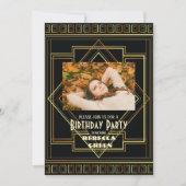 Zwart en Goud  Great Gatsby verjaardagsfeestje Kaart (Voorkant)