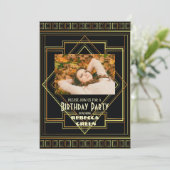 Zwart en Goud  Great Gatsby verjaardagsfeestje Kaart (Staand voorkant)