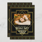 Zwart en Goud  Great Gatsby verjaardagsfeestje Kaart (Voorkant / Achterkant)