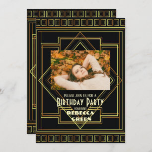 Zwart en Goud  Great Gatsby verjaardagsfeestje Kaart