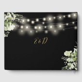 Zwart en goud Greenery String Lights bruiloft Gastenboek (Achterkant)