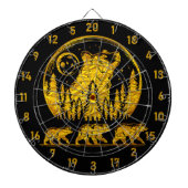 Zwart en Goud Grizzly Beer Beauty Dartbord (Voorkant)