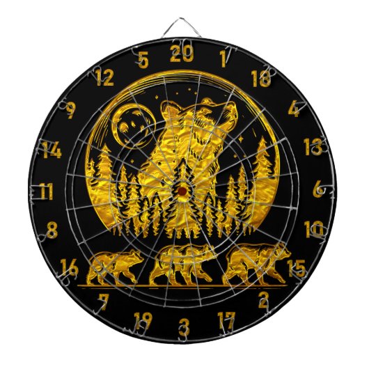 Zwart en Goud Grizzly Beer Beauty Dartbord (Voorkant)