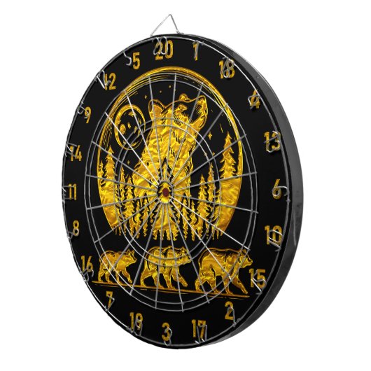 Zwart en Goud Grizzly Beer Beauty Dartbord (Voorkant Rechts)