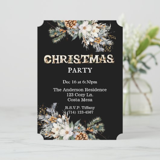 zwart en goud groen kerstfeest kaart (Staand voorkant)