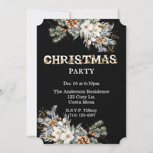 zwart en goud groen kerstfeest kaart (Voorkant)