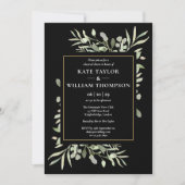 Zwart en goud groen repetitie diner kaart (Voorkant)