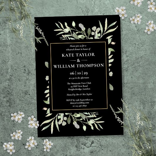 Zwart en goud groen repetitie diner kaart