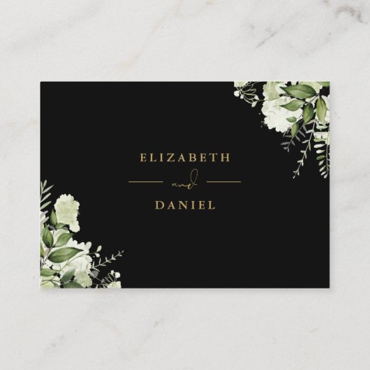 Zwart en goud groen wensen goed huwelijk informatiekaartje (Achterkant)