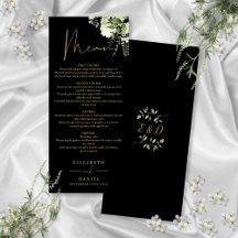 Zwart En Goud Groene Monogram Huwelijksdiner