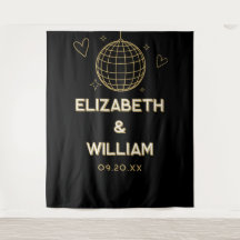 Zwart en goud Groovy Disco bruiloft foto achtergro