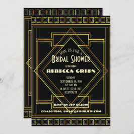 Zwart en Goud  Grote Gatsby vrijgezellenfeest Kaart