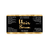 Zwart en Goud Haar Serum Fles Label (Voorkant)