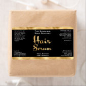 Zwart en Goud Haar Serum Fles Label (Insitu)
