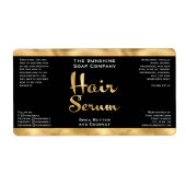 Zwart en Goud Haar Serum Fles Label (Voorkant)