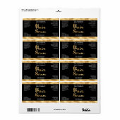 Zwart en Goud Haar Serum Fles Label (Full Sheet)