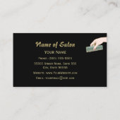Zwart en Goud Hair Salon  Kam en krullen Visitekaartje (Achterkant)