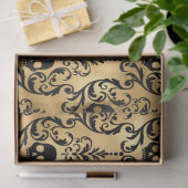 Zwart en goud Halloween damast Tissuepapier (Geschenk)