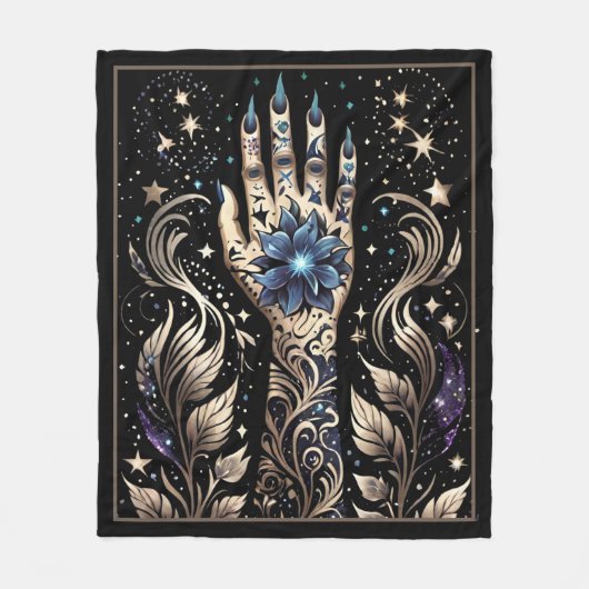 Zwart en Goud Hand Tattoo Fleece Deken (Voorkant)