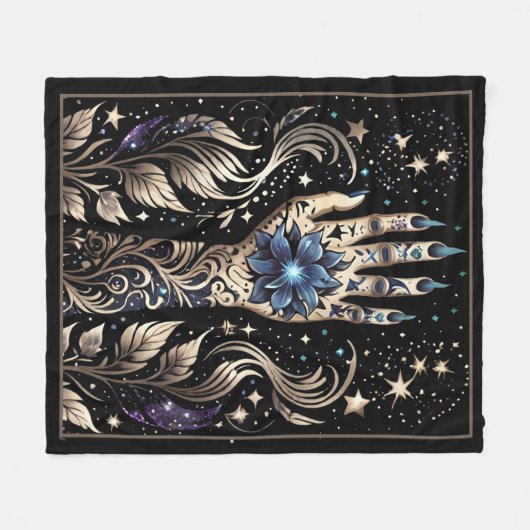 Zwart en Goud Hand Tattoo Fleece Deken (Voorkant (Horizontaal))