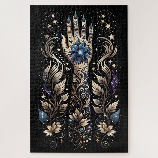 Zwart en Goud Hand Tattoo Legpuzzel (Verticaal)