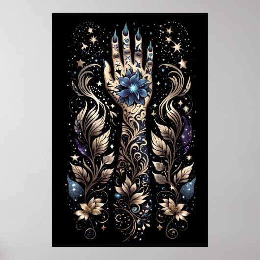 Zwart en Goud Hand Tattoo Poster (Voorkant)