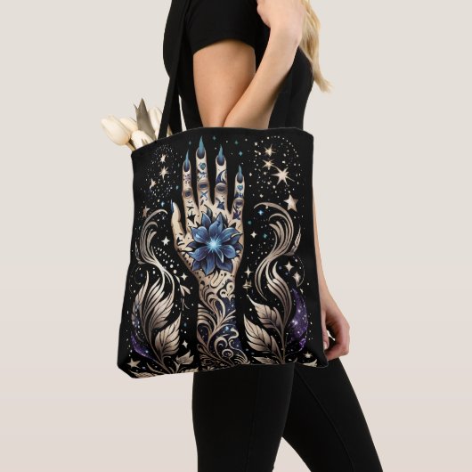 Zwart en Goud Hand Tattoo Tote Bag (Dichtbij)