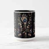 Zwart en Goud Hand Tattoo Tweekleurige Koffiemok (Center)