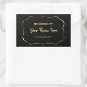 Zwart en goud handgemaakt rechthoekige sticker (Tas)