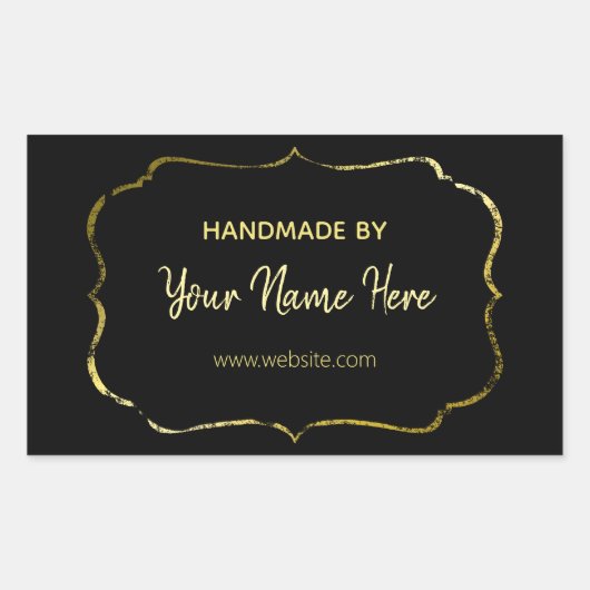Zwart en goud handgemaakt rechthoekige sticker (Voorkant)