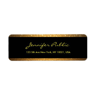 Zwart en Goud Handgeschreven Script Elegante Sjabl Etiket